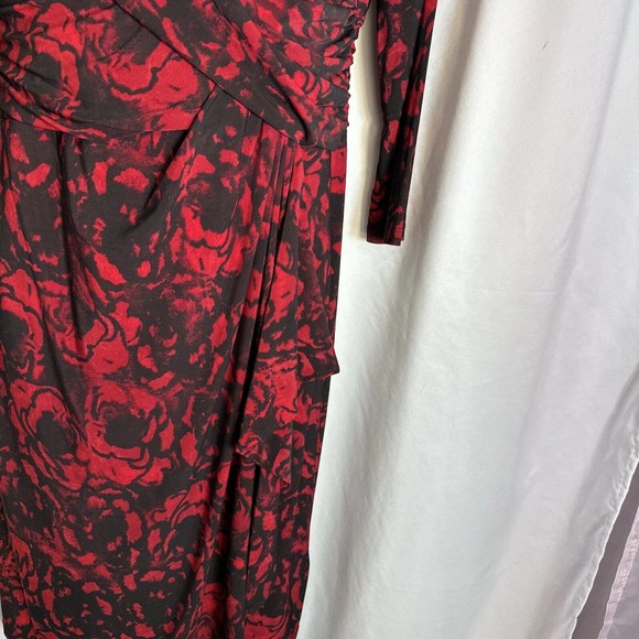 Lauren Ralph Lauren Red Black Stretch Jersey 10 Long Sleeve Holiday Xmas - Picture 9 of 13